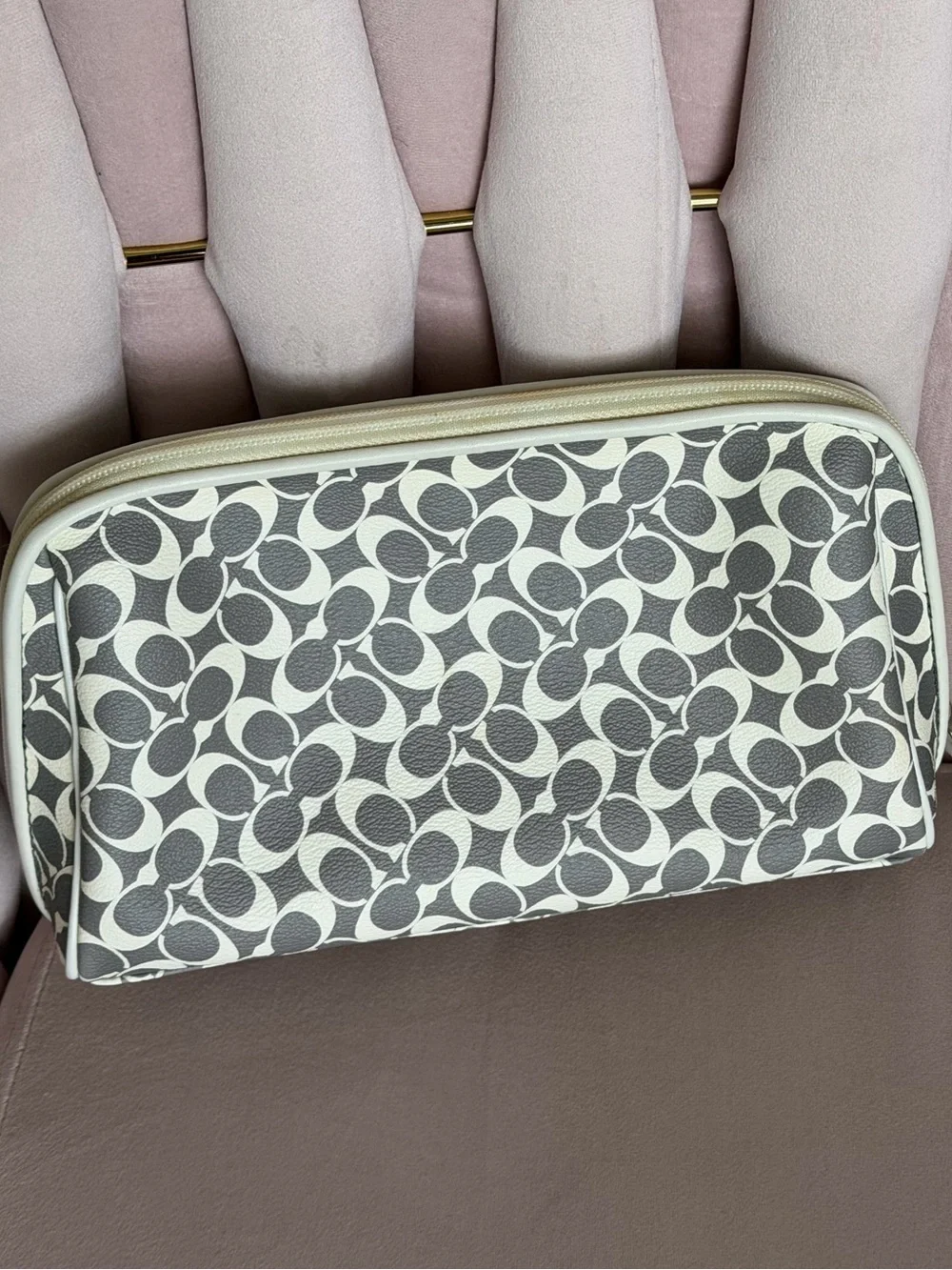 COACH Heritage Signature Stripe Cosmetic Bag 🩷
